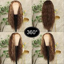 13X4 Free Part Black Green Highlights Body Wave Lace Front Wigs Pre Plucked Soft Long Wavy Hair Wigs Heat Resistant Wave Wigs Glueless Christmas Wig Long Wavy Synthetic Lace Front Wigs For Women Perfect For Daily Wear & Parties - 挑染棕色 - 查看 7