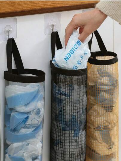 1个/3个装壁挂式塑料袋收纳架，适用于垃圾袋、购物袋、储物袋、单层网袋、袋子整理器，家用、厨房、夏季海滩派对、露营、收纳、厨房配件