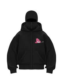 超大款长款拉链卫衣,可作拉法帽或口罩使用,双层连帽设计,适合秋冬季节,也适合度假、上学、居家、日常穿着、街头风、摄影、极简主义、Y2K、休闲、学院风、街头风、办公、可爱、性感等风格,适合秋季、冬季、圣诞节、新年等节日,可作外套、戏服穿着,时尚百搭的拉链卫衣。 - 黑色 - 查看 9