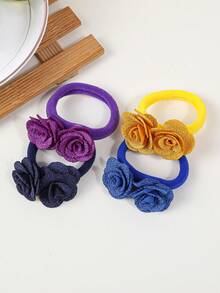 4pcs Women's Small Rose Flower High Elastic Nylon Hair Scrunchies, Fashion Sweet Versatile Elegant Minimalist Casual Cute Hair Accessories For Ponytail, Everyday, Commute, Party, Holiday ,Makeup ,Ponytail Holders ,Hair Elastics ,Hair Rubber Bands ,Hair Rope