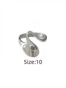 1 pièce Bague élégante et décontractée de style français INS en acier inoxydable asymétrique, de haute qualité, électroplaquée, imperméable et résistante à la décoloration. Convient pour un usage quotidien, les voyages, les déplacements et une mode polyvalente. - Étranger - Voir 18