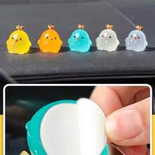 1/2/4 تمثال صغير لتاج الدجاجة الجميلة للسيارة، حيوان أليف مميز للسيارة، إضاءة ليلية الاستخدام كديكور داخلي للسيارة، عنصر ديكور للسيارة