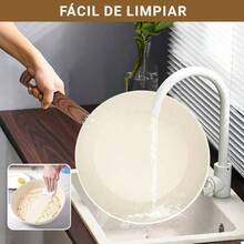 Sartn con Revestimiento Antiadherente, Sartn Libre de PFOA, Conduccin Uniforme y Rpida, Apto Universal para Estufas de Gas, Elctrica, Cermica Crema, 20cm - 20 cm + Crema - Ver 6
