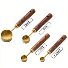 4/8pcs Premium Stainless Steel Measuring Cups And Spoons Set - Gold Stainless Steel Measuring Cups With Wooden Handles, Metal Measuring Spoons, 8pcs Essential Kitchen Tools For Baking, Cooking And Coffee Making, Ergonomic Design For Comfortable Grip, Clear Markings - Gold - View 15