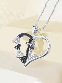 1pc Fashionable 925 Silver Decorated 'always My Sister Forever My Friend' Heart Shaped Pendant Necklace Suitable For Women As Festival Gift & Daily Wear Valentines