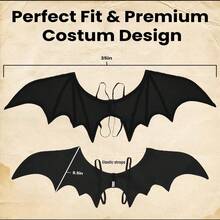 Black Bat Wings Harness Costume – Gothic Vampire Demon Dragon Angel Bat Wing Harness With Moldable Wire And Comfortable Elastic Straps, Unisex Strap-On Cosplay Accessory For Halloween Party, Masquerade, Theater Performance, Festival Dress Up, Role Play, Dark Angel Vampire Demon Cosplay, Fun Gothic Outfit For Adults & Teens, One Size Fits Most, Unique Gift Idea For Halloween, Christmas, Easter, New Year, Cosplay Festival, Costume Parties And Holiday Celebrations - 預設 - 查看 3
