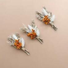 1/2/3/4/6/8/10/12 件迷你干花花束，适用于家庭桌面装饰、派对蛋糕装饰、新郎伴郎胸花、波西米亚风格男士复古婚礼派对装饰、新娘送礼会礼物 - 橙棕色 - 查看 5