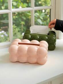 1 pieza Caja grande para toallas de papel de nueva decoración del hogar, organizador de escritorio, soporte para caja de pañuelos, adecuado para sala de estar, dormitorio, hotel, restaurante, cocina, decoración, rosa, verde