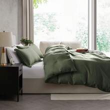 Soft Prewashed California King Duvet Cover Set, 3 Piece, Zipper Closure, 104x98 Inches Duvet Cover And 2 Pillow Shams - No Comforter,  In 2025 - 橄欖綠(無被子) - 查看 6