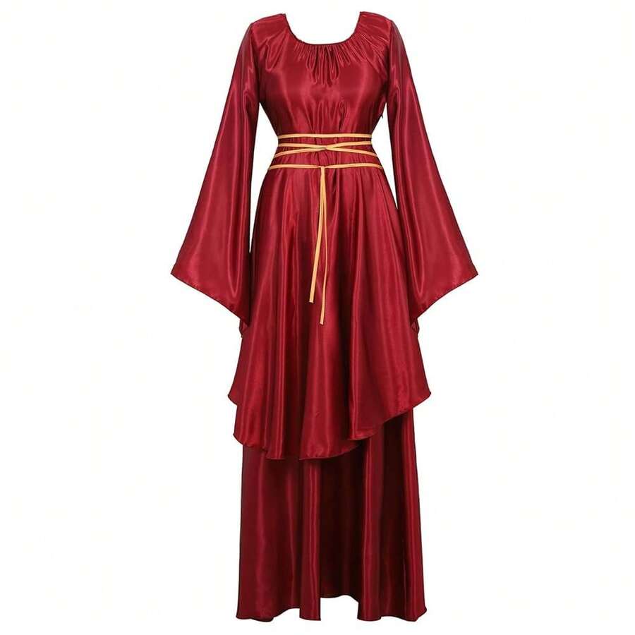 Zhitunemi Renaissance Costume Women Plus Size Medieval Dress Halloween Costumes Gothic Gown{"Size_name":"X-Small","Color_name":"WineRed"} - 酒紅色 - 查看 1
