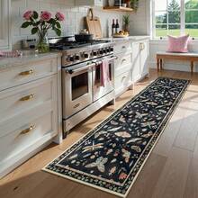 1pc 4.6'x1.6', 6'x1.8' Washable Runner Rug, Kitchen Runners For Hallways Non Slip, Soft Laundry Room Rug Long Carpet For Bathroom Bedroom Entryway - màu đen - Xem 2