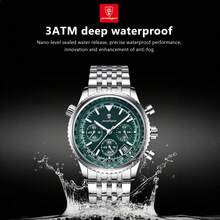 POEDAGAR Luxury Watches For Men Date Chronograph Stainless Steel Man Watch Waterproof Luminous Sport Military Men's Quartz Watch Japan Automatic Quartz Movement For Men's Watches Birthday Gifts Father's Day Gifts Lovers Business Partners Souvenirs Halloween Christmas