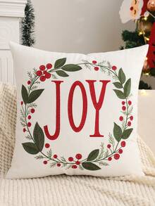 1 buc/2 buc față de pernă decorativă de Crăciun, decor de pluș cu broderie cu flori de Crăciun pentru canapea în sufragerie, dormitor, cadou de sărbători