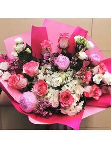 20张高品质双面花卉包装纸 - 防水耐用，红黑配色 - 适用于时尚礼品包装、DIY手工、婚礼及任何场合装饰 - 内含薄纸和花束包装材料 - 玫紅色 - 查看 7