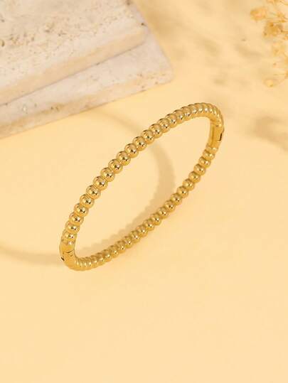 1pc Vintage Open Bangle Bracelet, Fashionable Minimalist Water Drop Square Design, Micro-Inlaid Zirconia Copper, Suitable For Daily Wear, Valentine's Day Gift