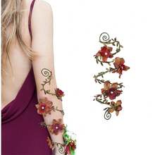 FRESHME Renaissance Fairy Floral Arm Wrap - 1 PC Elf Bracelet Forest Mother Nature Costume Renfaire Cosplay Fairy Accessories{"Color_name":"DarkRed"} - DarkRed - View 1