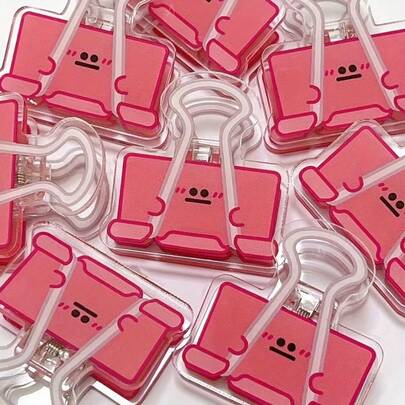 2pcs Colorful Cartoon Acrylic Expression Small Eye Loose-Leaf Folder, Office Stationery Document Hand Account Plastic Book Clip, Creative Cartoon Gift, Cute Double-Sided Memo Holder Suitable For Organizing In Offices And Homes