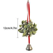 1 件圣诞槲寄生挂球节日人造槲寄生球圣诞节接吻球装饰带铃铛适用于家庭圣诞派对装饰