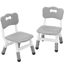 Silla Ajustable para niños (2 Piezas), Silla de 3 Niveles de Altura Ajustable, Silla de plástico para Interiores y Exteriores, para niños de 2 a 8 años de Edad, Familia, Escuela, hogar - Gris Oscuro - Ver 8
