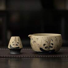 1 Set Sakura Katzen Muster Feuerton Teeschale Set, hochtemperaturgebrannt, innen glasiert für einfache Reinigung, handpolierter Boden zum Schutz von Oberflächen, geeignet für Feiertage, Geburtstage, Geschenke, Zuhause, Büro, Outdoor, inklusive Bambus Teeburste & passende Accessoires, Geschenkbox für Tee-Set aus der Song-Dynastie