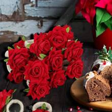 10pcs Rose Napkin Rings For Valentine's Day, Artificial Rose Napkin Rings, Handmade Flower Napkin Rings, Fake Rose Flower Napkin Rings For Wedding Table Decor, Suitable For Valentine's Day Party