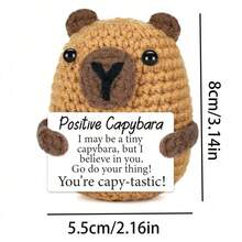 Handmade Plush Capybara Ornament With Inspirational Card, Cute Design And Encouraging Words, Warm And Sweet Gift, Great For Christmas - Multicolor - View 4