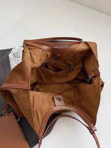 New Fashion Solid Color Large Capacity Tote Bag For Women, Casual Stylish Bucket Bag For Work Commute, Shoulder & Crossbody Bag