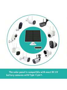 Solar Panel For Security Camera, Camera Solar Panel, Solar Panel Charger Type-C Solar Panel Compatible With Camera, 360° Adjustable, Compatible With Most Surveillance Cameras, Camera Solar Panel With Adjustable Bracket ,White(4W-1 Pack)