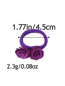 4pcs Women's Small Rose Flower High Elastic Nylon Hair Scrunchies, Fashion Sweet Versatile Elegant Minimalist Casual Cute Hair Accessories For Ponytail, Everyday, Commute, Party, Holiday ,Makeup ,Ponytail Holders ,Hair Elastics ,Hair Rubber Bands ,Hair Rope
