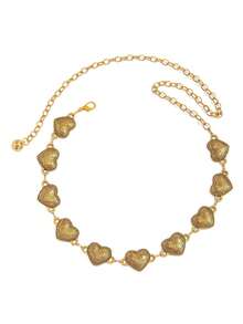 1pc Bohemian Vintage Metal Heart Shaped Gold Waist Chain, Fashionable Niche Design Chain Waist Belt, Versatile Gold Jewelry Waist Belt, Suitable For Women's Daily Wear And Gatherings