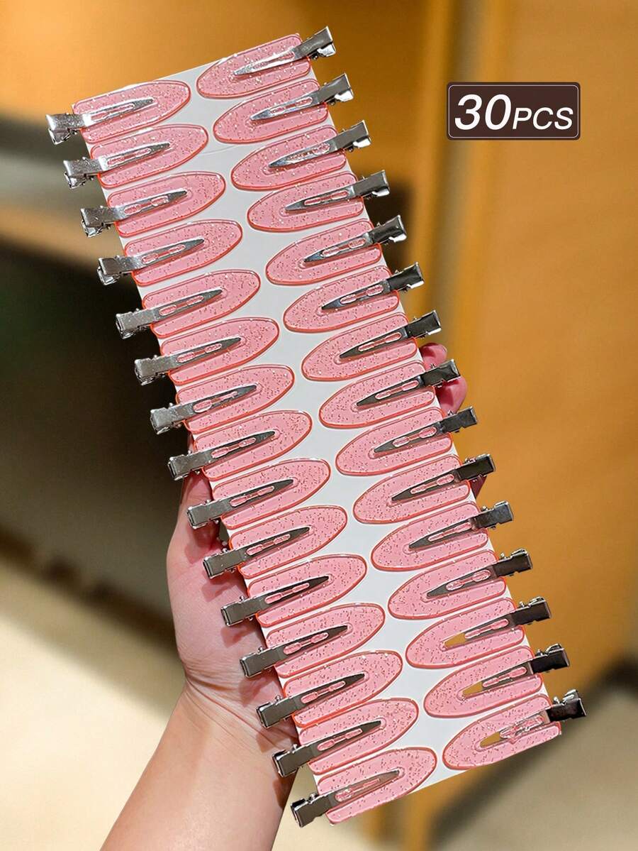 30个粉色发夹，简约风格，小巧精致，鳄鱼夹设计，女士发饰，发夹，度假配饰，适合日常休闲和户外佩戴，发饰，女士配饰，可爱配饰，情人节配饰，头部配饰，发卡