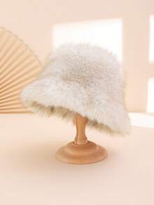 1 件女士双色羊毛加厚保暖冬季渔夫帽，时尚韩版风格，适合秋冬季休闲外出和日常穿着 - 絨毛 - 查看 6