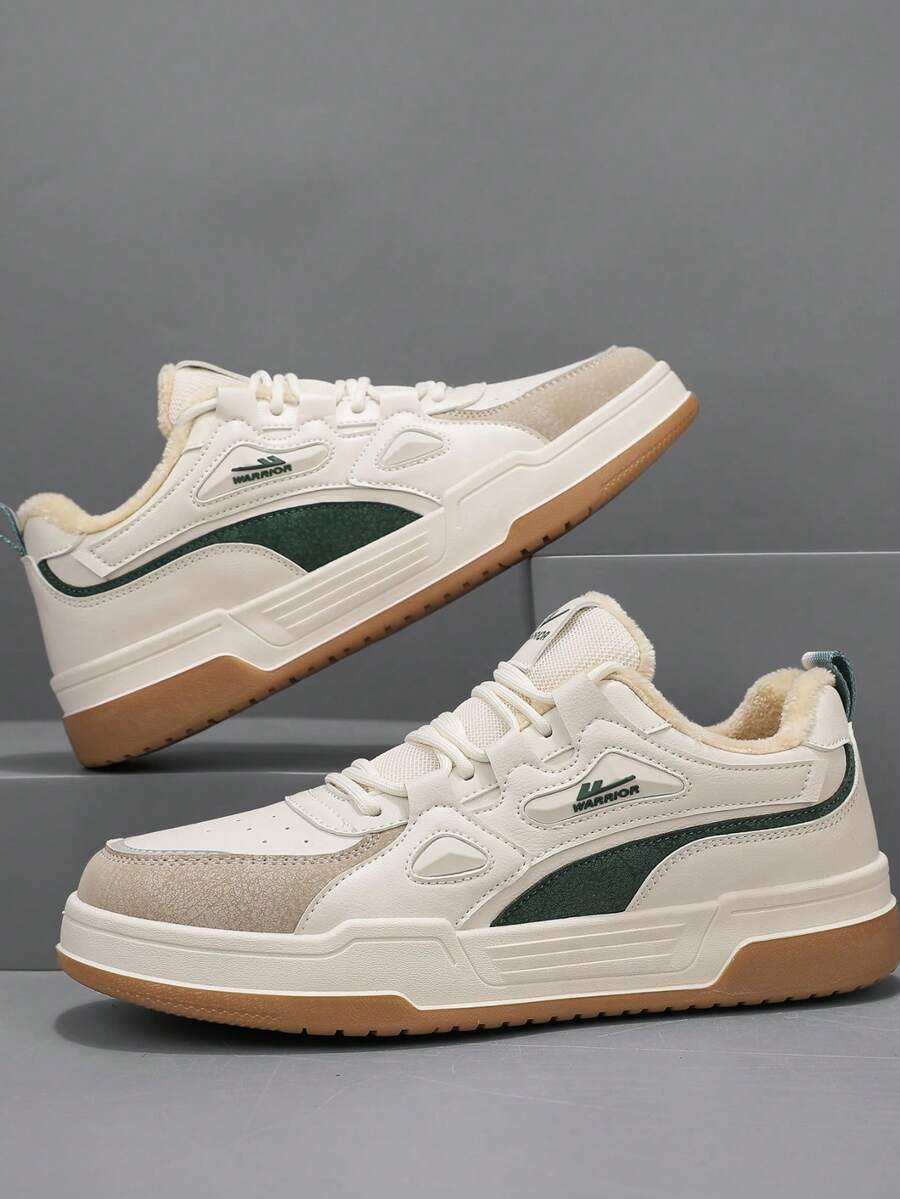 1 Pair WARRIOR Men's Thick Sole Lace-Up Soft Bottom Casual Shoes, Low-Top Outdoor Flat Shoes, Round Toe Low Heel Non-Slip Solid Color Elegant Soft Bottom Hiking Shoes Suitable For Students Graduation Photos, Men Low-Top Leather Sneakers