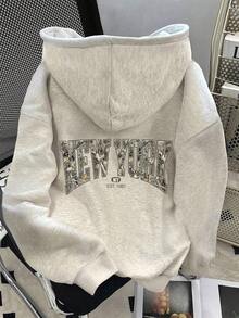 Hoodies For WomenWomen's Casual Loose Fit Turtle Print Drop Shoulder Long Sleeve Hoodie Sweatshirt, Autumn, ChristmasLoose And Comfortableed Hardy Clothes - 淺灰色 5 - 查看 11
