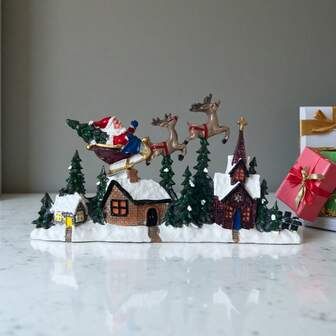 1pc Nordic Creative Resin Christmas Landscape Window Decorations Living Room Crafts Decoration Interior Decoration Home Decor Christmas Decorations Room Decor