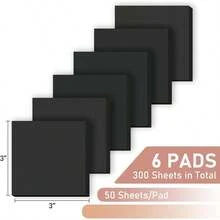Bulk Sticky Notes Black Colors SelfStick Aesthetic Colorful 3 X3 6 Pads Pack 50 Sheets Pad Total 300 Sheets Easy To Post For Home School Office NotebookStyle 5