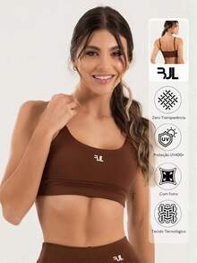 Women's Fitness Strap Top ZERO TRANSPARENCY Basic With Lining, Entry For Training, Gym, Yoga, Bodybuilding - Rỉ Nâu - Xem 1