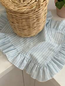 1/2/6/10件天蓝色条纹蕾丝餐垫、装饰餐巾，精致小众INS风格，适合节日和家居装饰