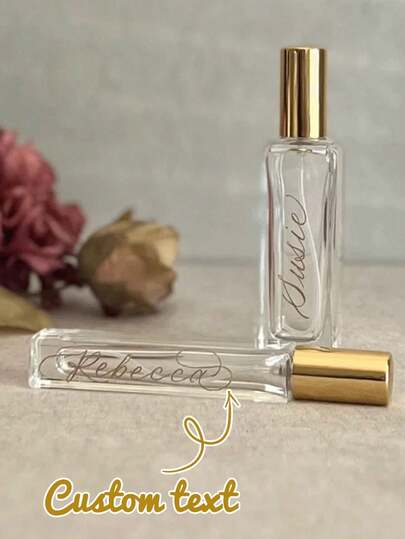 Customization Personalized Engraved Perfume Bottle, Customizable Text, Thick Square Glass Perfume Bottle, Portable Travel Size Empty Bottle, Sample Perfume Bottle, Mother Of The Bride, Bridal Party Gift, Bridesmaid Gift