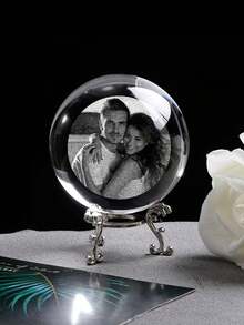 1pc Customized Photo Crystal Ball, Personalized Laser Engraved Crystal Glass Photo Sphere, 3D Crystal Gift, Engraved Photo Crystal Ornament, Unique Personalized Memento For Couples, Family, Friends, Distinctive Holiday Decor, Creative Christmas Gift, Customized Photo Display Sphere, Trending 2025 Gift, Personalized Desktop Decor - Multicolor - View 4