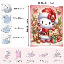 Sanrio 1 pieza Manta de franela de Sanrio My Melody - Estampado de dibujos animados lindo, apto para todas las estaciones, ideal para acampar, viajar, sofá, dormitorio y uso en la oficina, regalo de Navidad