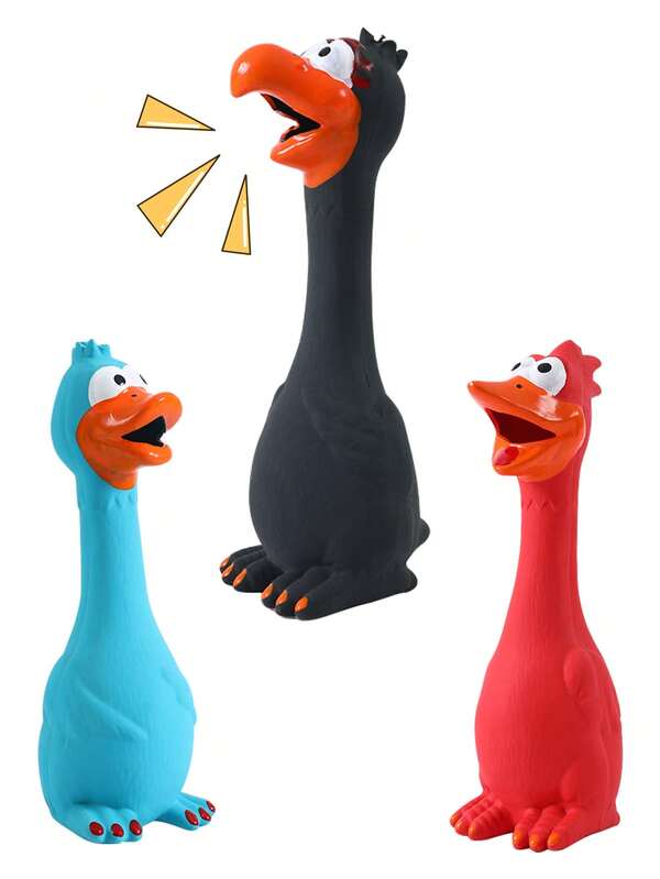 1 قطعة لعبة مضغ وتدريب للكلاب الأليفة على شكل بطة صوتية من اللاتكس