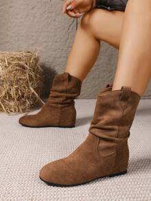 2-3cm Vintage Short Ankle Boots For Women, New 2025 Summer/Autumn Dress Wear, Chelsea Slim Boots - Brown - View 2