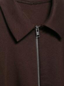 Women's Casual Solid Color Zipper Puff Jacket Coat, Fashion & Versatile, Autumn/Winter - Coffee Brown - View 4