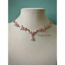 Elegant Ethereal White Floral Rose Gold Choker Necklace, Regal Bridal Whimsical Cottagecore Wedding Choker, Fantasy Fairycore Jewelry Set