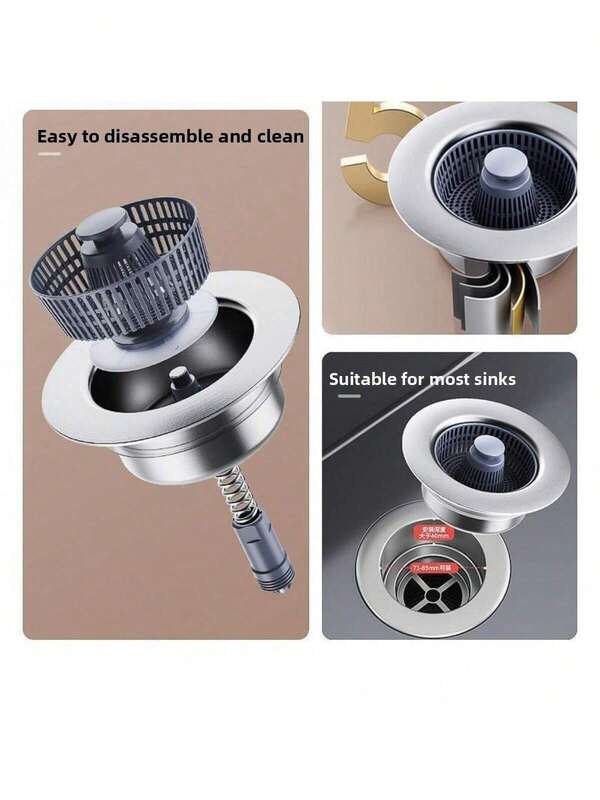 2025 Universale 1/3 Confezione (Adatto alla Maggior Parte delle Dimensioni del Lavello) Filtro per Lavello da Cucina Elettroplaccato, Colino Lavello Durevole con Nucleo Elastico, Resistente alla Ruggine, Design Rotondo per Lavello, Filtro a Maglia Fine + Copertura Sigillante Elastica + Materiale Anticorrosione, Filtra i Residui + Prova di Odori + Drenaggio Rapido