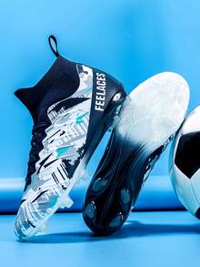 Tacos de fútbol para hombres Zapatos con clavos para niños y jóvenes Zapatillas de entrenamiento profesional para césped, interior y exterior - Blanco - Ver 2