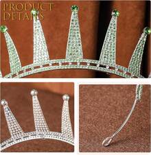 Tiara de la Estatua de la Libertad - Corona de metal tipo Renfaire para novia con picos, diadema para mujeres, disfraz de Renacimiento, Halloween - Plata con diamantes de imitación verdes - Ver 6