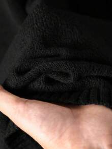 女式针织 2 件套黑色毛衣和配套长裙套装，秋冬舒适优雅休闲复古风格，女式舒适长袖两件套，喇叭下摆长裙，适合秋冬约会、休闲聚会、派对和旅行 - 黑色 - 查看 6