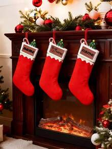 Personalized Red Christmas Stockings, Custom Name Christmas Stocking Decoration, Holiday Decor, Christmas Tree Decor, Customizable, Room Decor, Christmas, Christmas Gifts, Merry Christmas, Festive Stockings For Stairs Fireplace, Men, Women, Friends, Mam, Dad - Style B - View 3